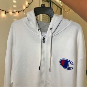 classic white champion zip up hoodie
